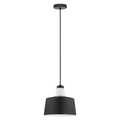 Eglo 1X60W Pendant W/ A Black & White Finish & White Glass 96802A